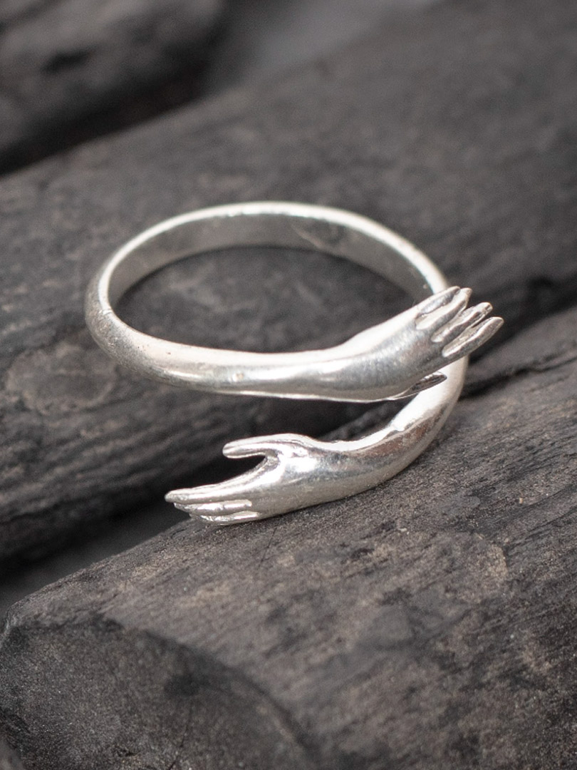 Warm Hug Ring Sterling Silver Adjustable Ring - Eleganzia Jewelry